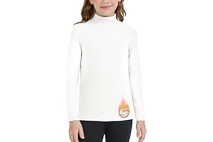 SONEVEN Girls/Boys Mock Neck Long Sleeve Thermal Shirts Turtleneck Fleece Tops Kids Undershirt Warm Base Layer Tops Tees