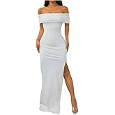 Floerns Women's Off The Shoulder Bodycon Maxi Dress Short Sleeve Formal Wedding Guest Dresses
