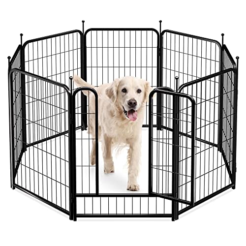 PawGiant Heavy Duty Metal Dog Fence Playpen, 8 Panels 40" Tall Dog Pens Outdoor, Garden Fencing