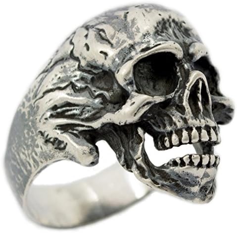 Mens Masonic 925 Sterling Silver Open Jaw Skull Ring Biker Jewelry Sz9