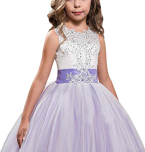 KSDN Wedding Flower Girls Dresses Princess Gowns First Dance Pageant Gowns(US 8 Gold)