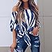 Gillberry Gillberry Womens Cotton  Long Sleeve Round Neck Splice Shirt Blouse Tops T Shirt (S, Darkblue)