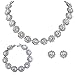 EVER FAITH Wedding Round Pave CZ Star Inspired Jewelry Set - Necklace Earrings Bracelet