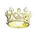 JANOU Mini Crown Cake Topper Crystal Pearl Tiara Children Hair Ornaments for Wedding Birthday Party Cake Decoration (Gold)