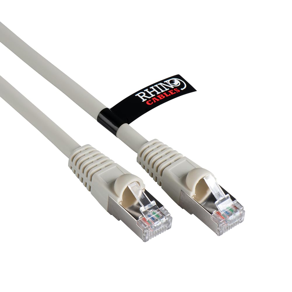 rhinocables CAT 6a Ethernet Cable | 10Gbps S/FT High-Speed & Large Bandwidth Data Transfer | Reliable LAN Network RJ45 Cable | Wi-Fi Broadband Cable for Seamless Gaming & Streaming (0.25m, White)