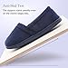 Women’s Velvet Memory Foam Closed Back Slippers Lightweight Anti-Slid Embroidery Ballerina house/office Shoes (M /7-8 B(M) US, Navy Blue)