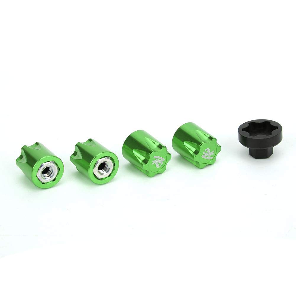 RC Wheel Rim, 4 PCS M4 Wheel Rim Center Cap Nut Compatible with Traxxas TRX4 Axial SCX10 90046 D90 Remote Control Car(Green)