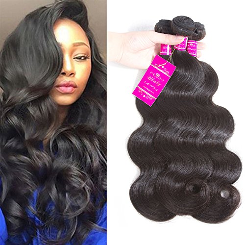 Brazilian Body Wave 3 Bundles Virgin Brazilian Hair 100% Unprocessed Human Hair Extensions (10.10.12, natural color)