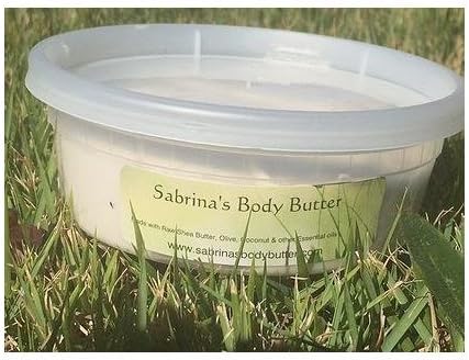 Sabrina's Egyptian Musk Scented Body Butter.Made of Whipped Shea Butter, Cocoa Butter, Aloe Vera, Coconut Oil, Grape Seed Oil, and Vitamin E.8oz Container