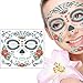 Day of The Dead Sugar Skull Face Tattoos Makeup Kit Halloween Glitter Red Roses Temporary Tattoos Stickers for Women Men Kids Mexican Party Favor Supplies (4 Sheets)
