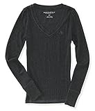 Aeropostale Women's Long Sleeve A87 Ribbed V-Neck Tee Shirt