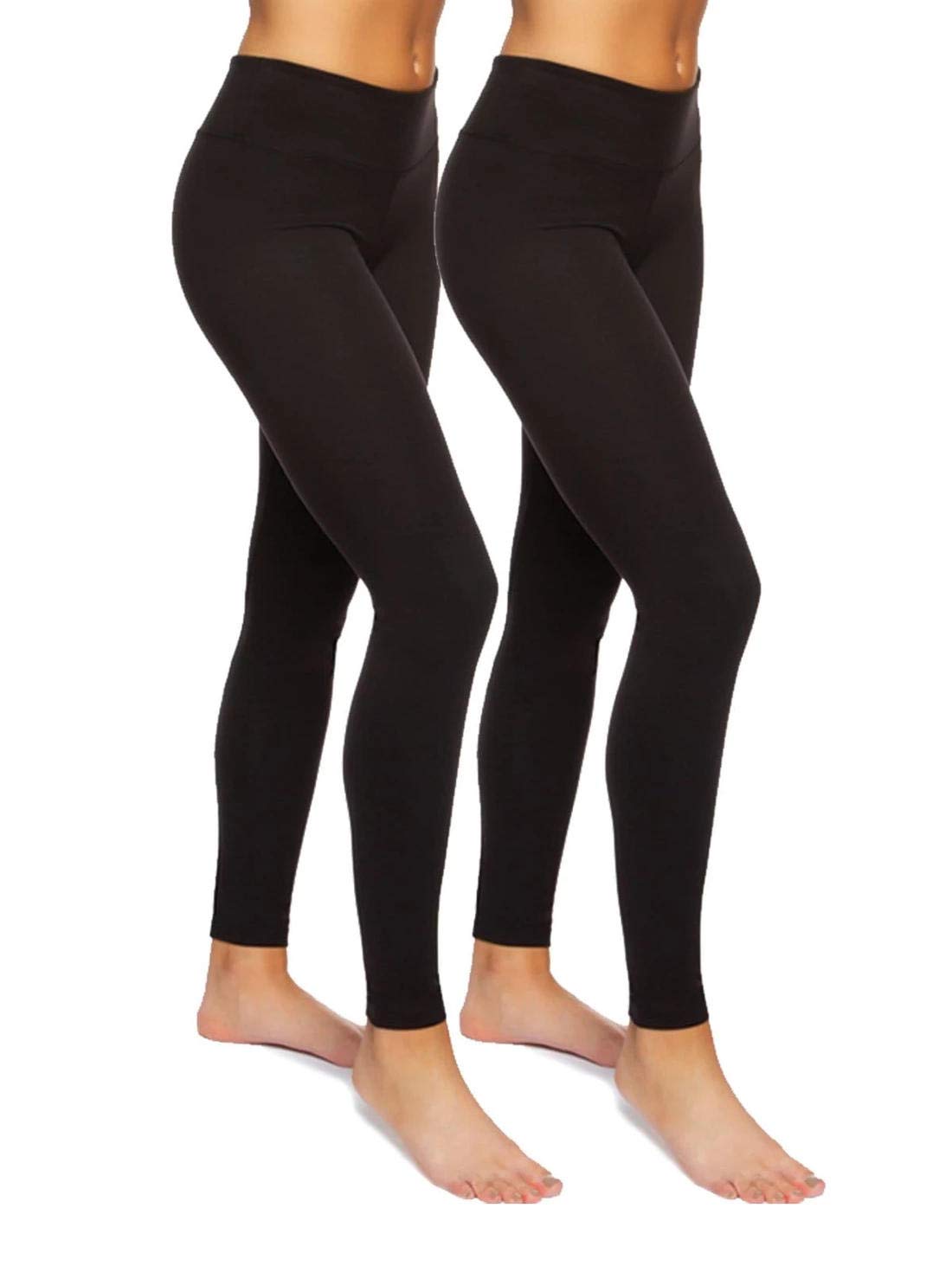 Photo 1 of Felina Sueded Athleisure Performance Legging (2-Pack) Womens Leggings w/Slimming Waist Band Style: C3690RT Black
