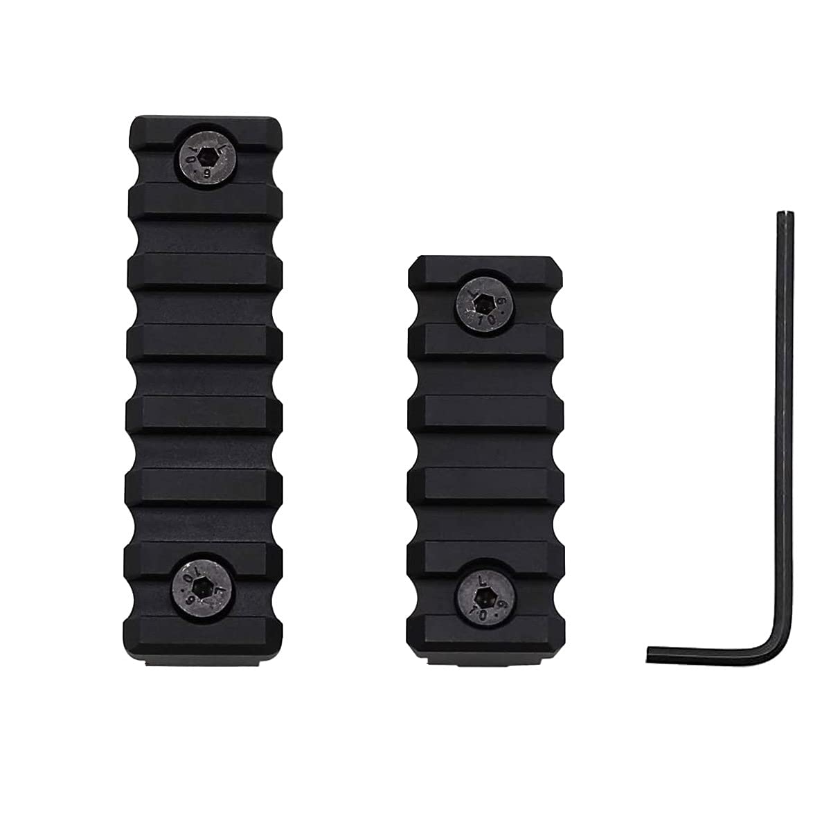 GOODTAC 2-Pack Universal 5 Slots & 7 slots Picatinny Rail Section with Dual Interface Compatible of Keymod & M-system (Black)