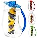 Water Infuser Pitcher & Gourmet Recipe eBook (Emailed) | BPA Free Fruit Infusion Pitcher with Glass Like Appearance and Largest 3+ Liter Capacity for Amazing Spa Water (Blue)