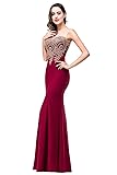 Elegant Burgundy Prom Dresses Lace Appliques Women