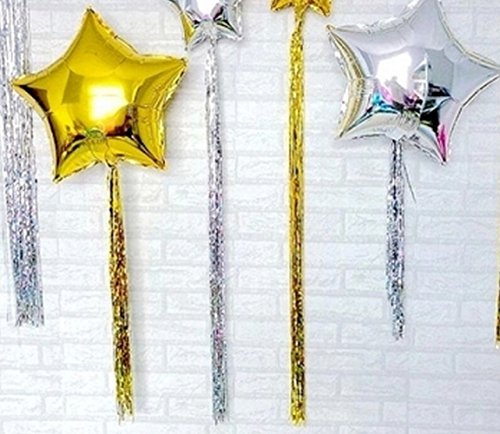 Sharlity Champagne Birthday Balloon Set Bottle Goblet Stars Balloons with Paper Tassels and Air Pump for Birthday Party Decoration - Thumbnail 2