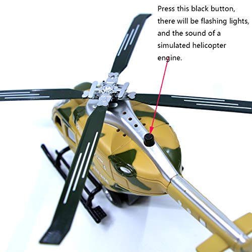 Ailejia Military Helicopter Model US Army Vehicle Lights and Sounds Pullback Toy for Kids Boys & Girls (Yellow) - Thumbnail 4
