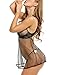 Avidlove Women Lace Babydoll Mesh Chemise Sleepwear Sexy Open Back Lingerie Black M