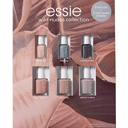 Essie Wild Nudes Collection 6 Pcs Incl. 3X 0.46 fl.oz. Full Size + 3X 0.16 fl.oz. Mini Essie Shades USA Nail Salon Laquers