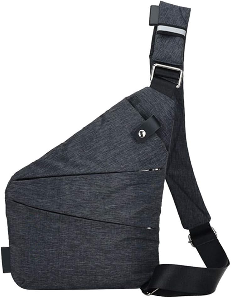 QINGQIAOLI Men Bag Sling Casual Canvas Chest Bag Simple Single Shoulder Bag Grey one Size