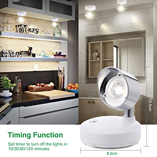 Elfeland LED Closet Lights LED Spotlight Wireless Puck Lights with Remote Battery Operated Accent Lights Dimmable Cabinet Lights with Rotatable Light Head Stick on Anywhere Indoor,Warm White(2 Pack)