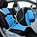 CAR PASS Universal 13PCS 3D Air Mesh-100% Breathable Seat Covers Full Sets, Steering Wheel&Belt Cover, Airbag and Rear Split Bench Compatible for 90% Automotive SUV Truck Cute Women Black Water Blue