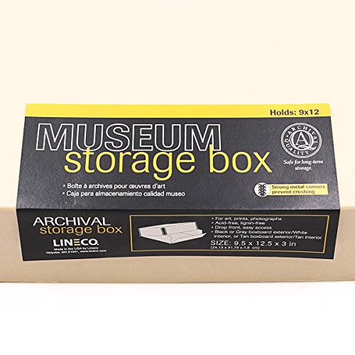 Lineco, 9x12 Tan Color Museum Archival Storage Box, Drop Front Design