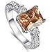 Psiroy 925 Sterling Silver Plated Emerald Cut Created Morganite Filled Anniversary Ring Size 7