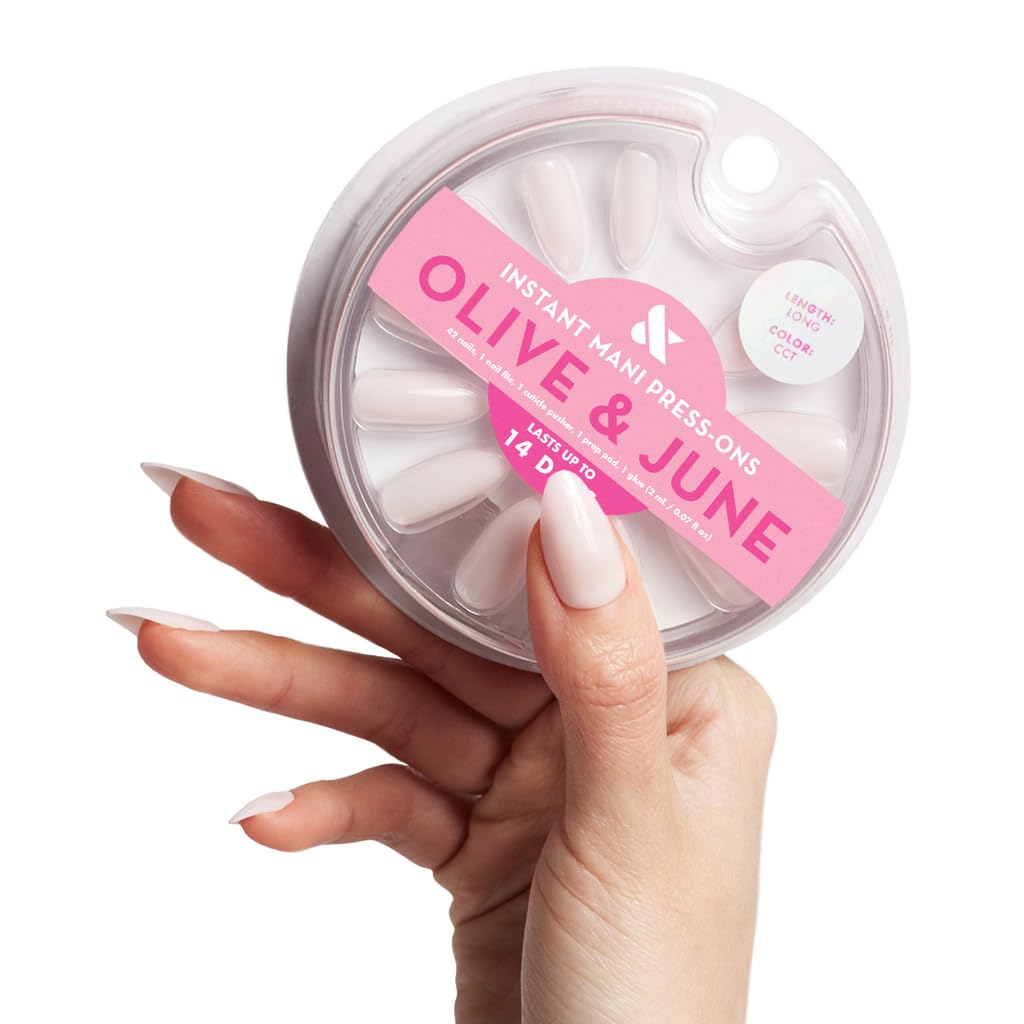 View 1 of *USED*
Olive & June Instant Mani Press-On Nails | (Glue) Long, Almond 42 Fake Nails, 21 Sizes | Non-Toxic, Long-Lasting Recycled Materials Realistic Look | Salon-Quality at Home | CCT