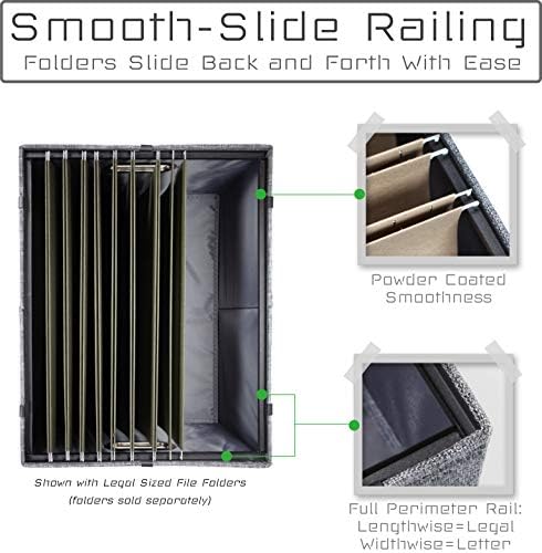 New and Improved Collapsible Hanging File Storage Organizer with Easy Sliding Rail | Workplace Hanging File Field Storing Resolution| Suits Letter/Authorized | 1 Pack (Mild Charcoal Gray)
