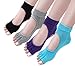 Cosfash Non Slip Skid Yoga Pilates Barre Socks with Grips for Women and Men 4 Pairs, Black/Grey/Purple/Blue, One Size