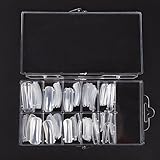 enForten 100pcs Clear Dual Nail System Form UV Gel Acrylic Nail Mold Artificial Nail Tip + Box