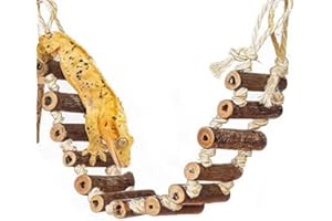 MERIC CoCoo Gecko Ladder Bridge, Wood Hanging Climber, Flexible Swinging Footway, Provides Physical and Mental Encouragement, Entertainment for Lizards, Hamster, Gerbil, 1pc