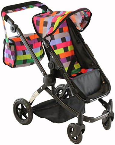 Stylish Doll Stroller, with Swiveling Wheels &amp; Adjustable Handle and FREE Diaper Bag by Little Sisters