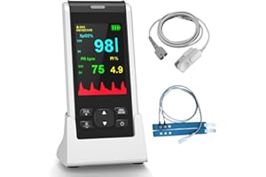 HealthTree Rechargeable Pulse Oximeter, Handheld Pulse Oximeter, Fingertip Blood Oxygen Saturation Monitor Continuous Infant Monitoring & Adult Finger, Checking with SpO2 & Pulse Rate