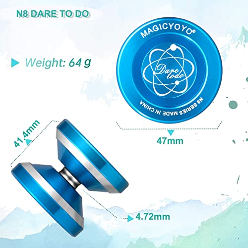 MAGICYOYO N8 Unresponsive Yoyo, Dare to Do Professional Yoyo Aluminum Metal Yoyo Spin Yoyo for Kids Advanced Yoyo Players + Yoyo Glove + Yoyo Holster + 6 Yoyo Strings