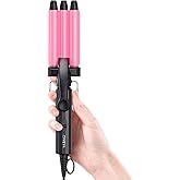 CIVEYA Mini Crimper for Short Hair 1/2 Inch, Small Crimper Hair Tool for Tight Beach Waves, 3 Barrel Waver with Argan Oil Infused, Easy to Use