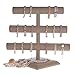 MyGift Beige Linen Triple Tier Jewelry Bracelet Organizer Display Stand