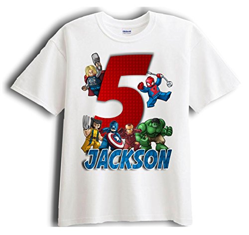 Lego Avengers Superheroes Personalized Birthday T Shirt Party
