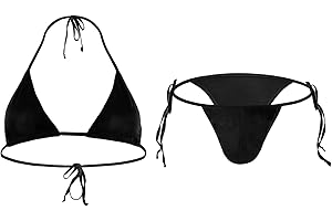 JIAHG Men’s Underwear Bikini Halter Bra Briefs Sissy Nightwear Lingerie Set Tie Side Pouch Panty Crossdressing Swimsuits