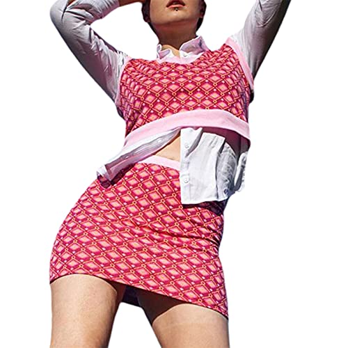 Dames 2-delige mouwloze trui vest met mini-rok set Argyle geruite gebreide kleding bodycon jurk - Image 5