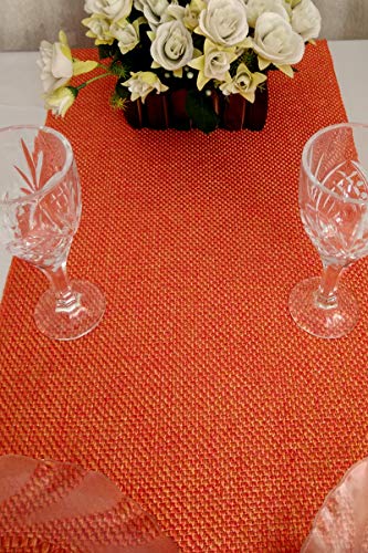 Parfair Dessin Burlap Jute Style Polyester Table Runner for Farmhouse Table Runner Dresser Cover Runner Wedding Party Fall Decorations (Orange, 13in. x 48in.) - Thumbnail 3