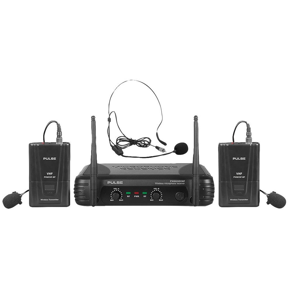 Pulse PWM200VHF-BP VHF Dual Lavalier/Headset Wireless Microphone System, 173.8+175.0MHz