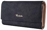 Travelambo Womens Wallet Faux Leather RFID Blocking Purse Credit Card Clutch Holder Case (Black)