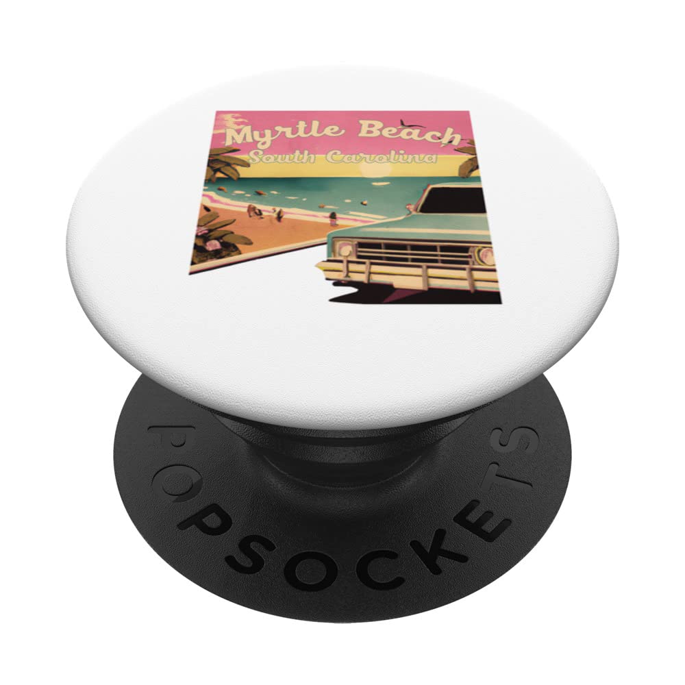Myrtle Beach Retro Beach Vacation Souvenir Myrtle Beach Surf PopSockets Swappable PopGrip