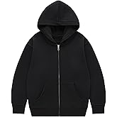 Flygo Unisex Boys Girls Hoodie Sweatshirt Full Zip Up Casual Long Sleeve Solid Jacket Kids Lightweight Outwear with Pockets