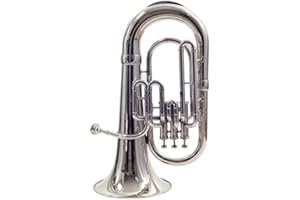 Euphonium 3 Valve BB Pitch Brass Quality Including Mouthpiece and Carry Case, Gloves (SILVER)