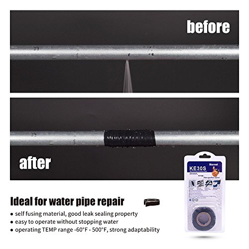 Self Fusing Silicone Tape - 1" 10' Black Waterproof Non Adhensive Removable Self Fusing Silicone Tape for Air Hose Repair,PVC Pipe Repair,Leak Seal,Rescue,Wire Insulation(Pack of 1 Piece)