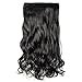 Sexybaby Curly 150G Synthetic Fiber Hair Extensions Clip-in 29 Inches with 5 Clips (Dark Black)