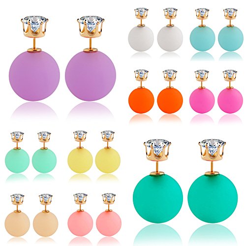 Winter's Secret Light Green Double Face Temperament Girl Sweet Candy Color Zircon Stud Ball Earring